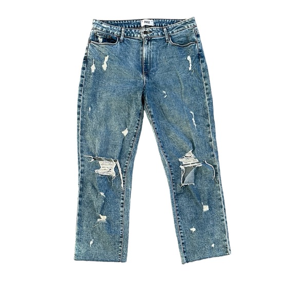 PAIGE Noella Straight Raw Hem Distressed boyfriend Jeans - Picture 3 of 13